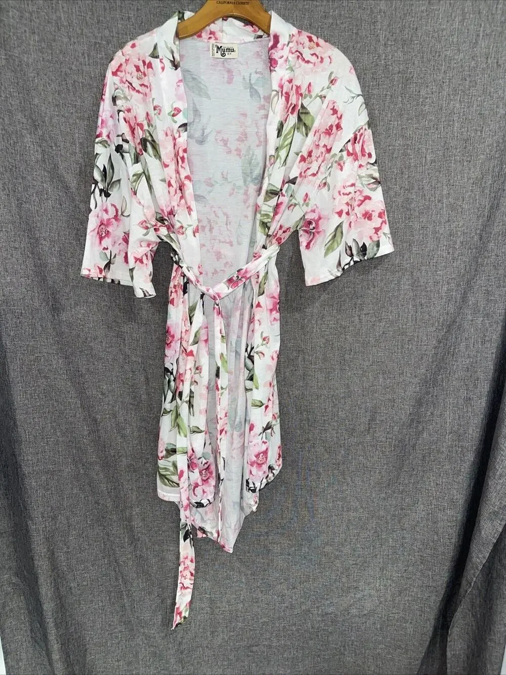 Show Me Your Mumu Short Sleeve Robe Kimono Pink Floral Wrap Coverup One Size - Picture 1 of 9